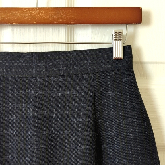 Diane K. 80's Vintage Preppy Plaid High Waisted A-Line Mini Skirt Navy Green 5 - Picture 3 of 14